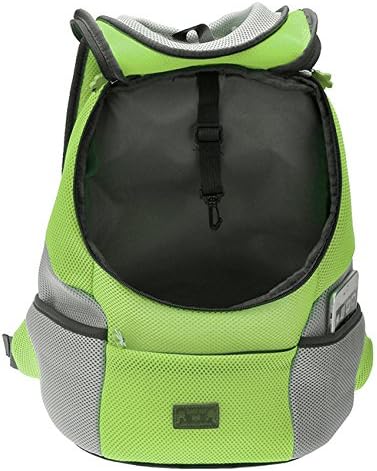 Mogoko Airline Approved Cat Dog Backpack, Puupy Pet Carrier Front Bag with Breathable Head Out Design and Double Mesh Padded Shoulder for Outdoor Travel Hiking (M, Green)