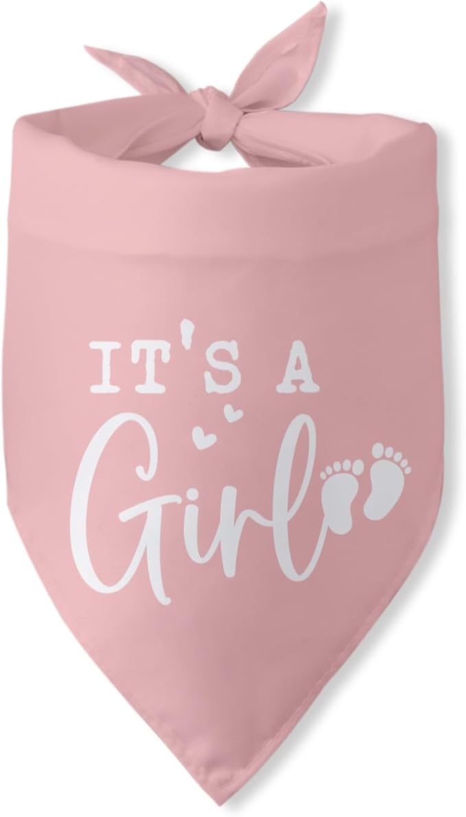 Its a Girl Pink Dog Bandana Baby Announcement Pregnancy Announcement Photo Props Girl Dog Accessories for Large Medium Small Dogs