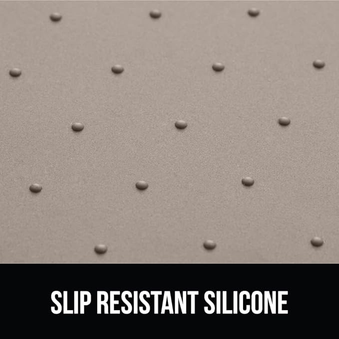 GORILLA GRIP 100% Waterproof Raised Edge BPA Free Silicone Pet Feeding Mat, Dog Cat Food Mats Contain Spills Protects Floors, Placemats for Cats and Dogs Water Bowl, Pets Accessories 18.5x11.5 Beige