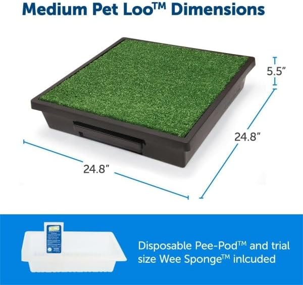 PetSafe Pet Loo Indoor Pet Toilet, Portable Dog Potty Station, Grass Pad Tray of Synthetic Grass Mat, Easy to Clean, Large