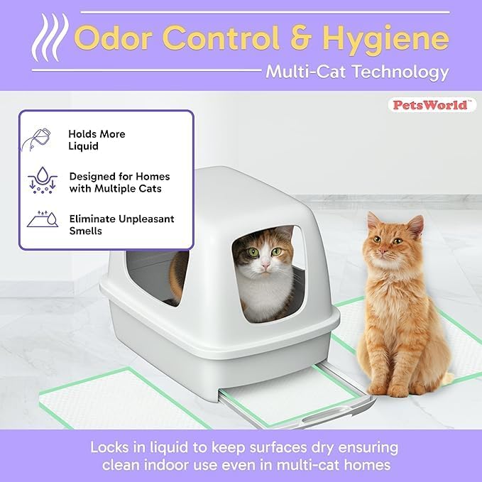 PetsWorld Universal Fit Multi-Cat Pad Refills for Litter Box, Ultra-Absorbent, Odor Control, Pack of 25
