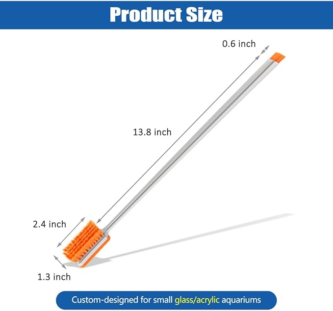Small Glass Aguarium Cleaning Tool Algae Scraper for Acrylic Aquariums Fish Tank Cleaner Brush (Longer Size)