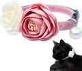 Fupo Pink Cat Collars for Girl Cats - Fancy Cat Collar Breakaway with Flowers Adjustable from 7.5" to 11.8" for Girl Kitten Puppy Small Cats Dogs (Pink)