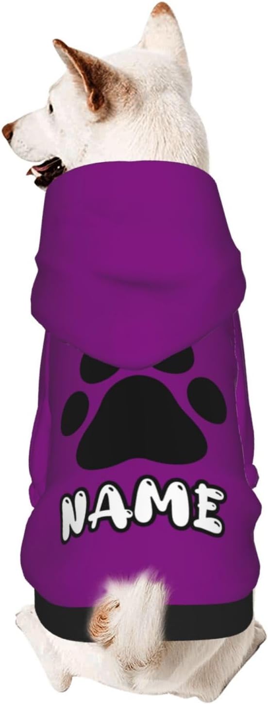Custom Dog Hoodie Soft & Warm Design Your Own Personalized Photo Text Logo Name Dog Clothes for Puppy Sweatshirt Hooded for Small Medium Large Dogs Girl/Boy Cats Purple