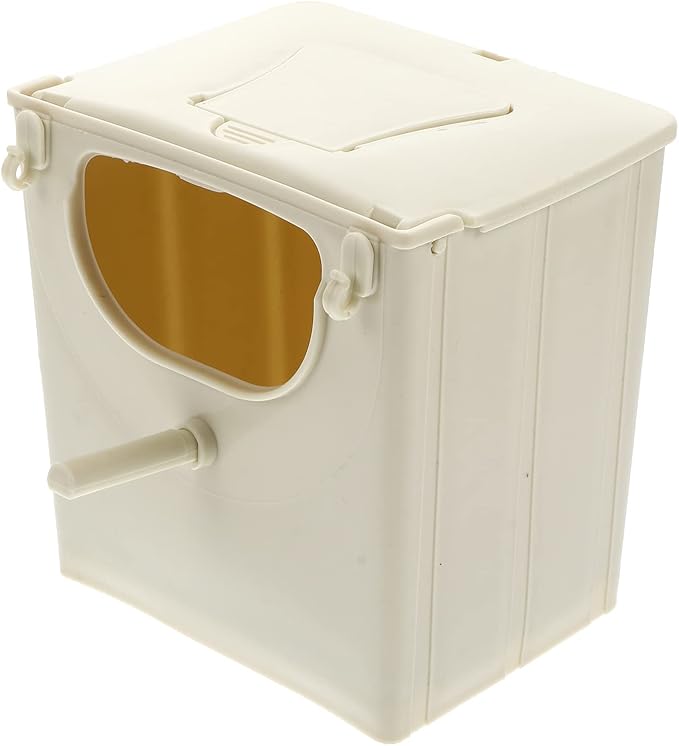 TEHAUX Parrot Breeding Box 5.1X3.9X5.1In Plastic Nesting Box Cage Mounted Bird House for Cockatiel Budgie Finch Conure with Hinged Cover Easy Clean