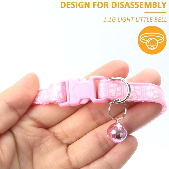 MJIYA Cat Collar with Bell, Breakaway Grid Collar with Plastic Buckle, Light Adjustable, Nylon, Kitty Collars