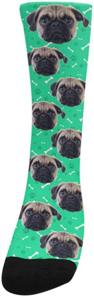 Custom Face Socks, Personalized Dog Lover Pet Photo Picture on Socks Unisex Athletic Crew Socks for Men Women