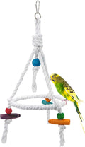 Litewoo Bird Parrot Cotton Swing Round Perch Stand with Chew Toy for Parakeet Budgie Cockatiel Finch Conure Canary Budgie