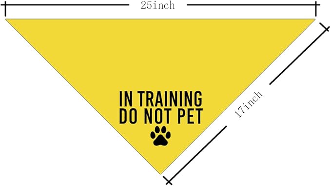 in Training Do Not Pet Dog Yellow Bandana, Training Dogs Scarf, Do Not Pet My Dog, Adjustable Comfortable Triangle Pets Kerchief for Small Medium Boy Girl Dogs