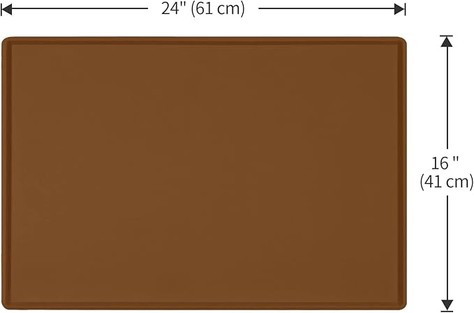 Dog Food Mat,Silicone Waterproof Food Tray,Non Slip Pet Bowl Mats Placemat,0.6" Raised Edge,Suitable for Most Small and Medium Sized Pets,24" x 16"
