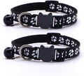 Reflective Cat Collars Breakaway with Bell 2-Pack Girl Boy Pet Kitten Collar with Star Moon Patetrn Adjustable 7.5-12.5 Inch (Black)