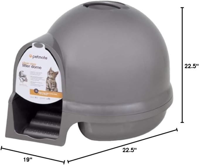 Petmate Booda Clean Step Cat Litter Box Dome (Made in the USA with 95% Recycled Materials)- Titanium, Made in USA
