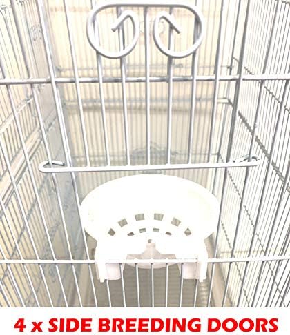63" Roof Top Canary Parakeet Cockatiel Lovebird Finch Roof Top Bird Parrot Home Cage Side Nesting Box Doors with Removable Rolling Stand
