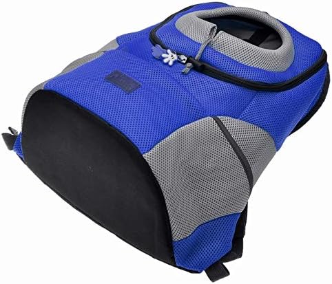 Mogoko Airline Approved Cat Dog Backpack, Puppy Pet Carrier Front Bag with Breathable Head Out Design and Double Mesh Padded Shoulder for Outdoor Travel Hiking (L, Blue)