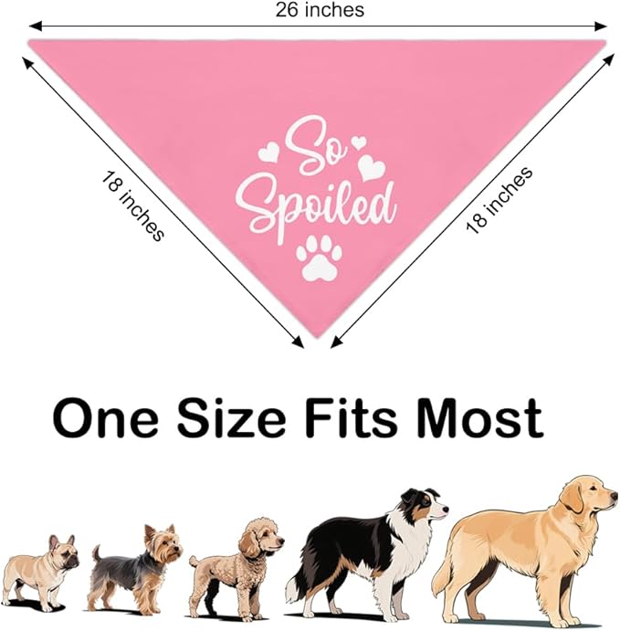 So Spoiled Pink Dog Bandana, Cute Love Printing Bandanas Decor, Funny Pet Scarf Accessories Photo Prop for Get-Together, Birthday for Girl Puppy Owner Pet Mom Dad