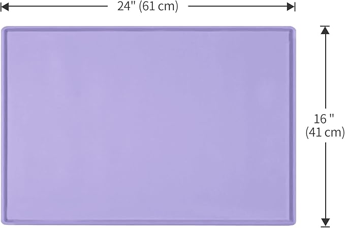 Dog Food Mat,Silicone Waterproof Food Tray,Non Slip Pet Bowl Mats Placemat,0.6" Raised Edge,Suitable for Most Small and Medium Sized Pets,24" x 16"
