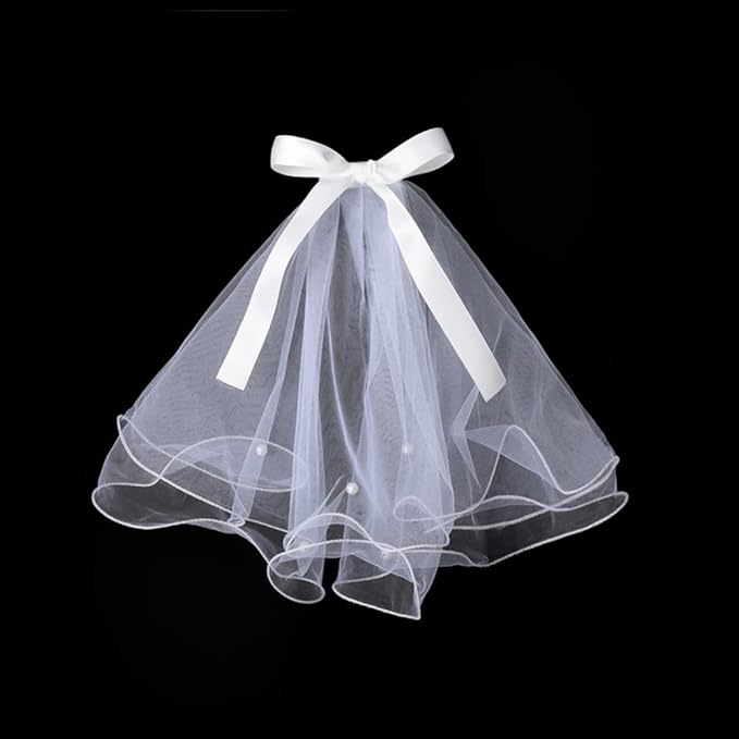 Gigicloud Dog Bride Costume Pet Wedding Veil with Clip Handmade Dog Hair Bow Veil Headwear Accessories Pet Wedding Outfit Dress for Birthday Valentine's Day Party Decoration