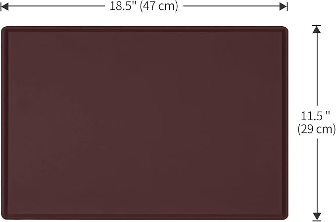 Dog Food Mat,Silicone Waterproof Food Tray,Non Slip Pet Bowl Mats Placemat,0.6" Raised Edge,Suitable for Most Small and Medium Sized Pets,18.5" x 11.5"