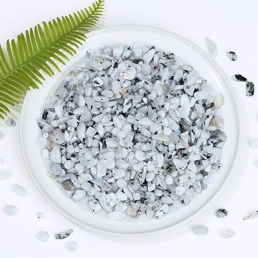 YATOJUZI Moonstone 1LB Aquarium Gravel Rocks Bulk Wholesale Tumbled Crystals Stones Chips Crushed Reiki Energy Balancing Gemstones for Planters Vase Filler Fountain Fish Tank Potted Decor