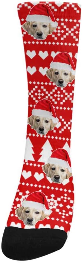 Custom Face Socks, Personalized Dog Lover Pet Photo Picture on Socks Unisex Athletic Crew Socks for Men Women
