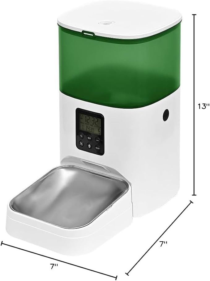 Automatic Cat Feeder, Cat Food Dispenser with 10s Voice Recorder, Pet Feeder up to 8 Meals per Day, Timed Feeder with Dry Food Sealed Ring (Black, 4L)