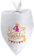 It's My 4th Birthday Dog Bandana Happy 4th Birthday Pet Triangle Scarf for Large Medium Small Dogs Four Years Old Gifts Photo Prop Pet Scarf Accessories Christmas Puppy Gifts