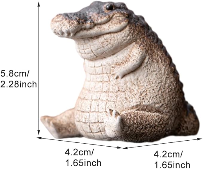 Mini Alligator Baby Statue Ornament, Cute Resin Crocodile Figurine, Tea Pet Alligator Sculpture, Animal Statue for Indoor Outdoor Home Garden Decoration, Animals & Crocodile Lovers