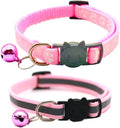 2 Pack Cat Collars Quick Release Reflective Kitten Collar with Bell & Safety Release (Light Pink)