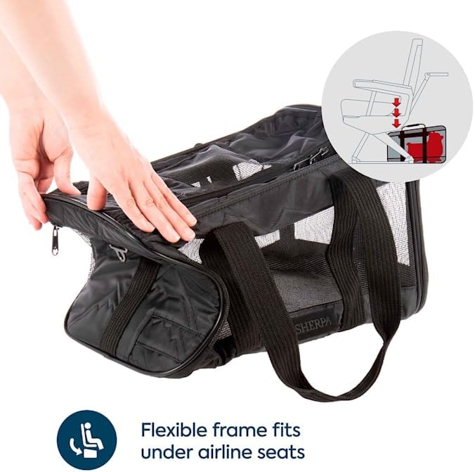 Sherpa Deluxe Airline Approved Soft Sided Dog & Cat Carrier, Black, Large