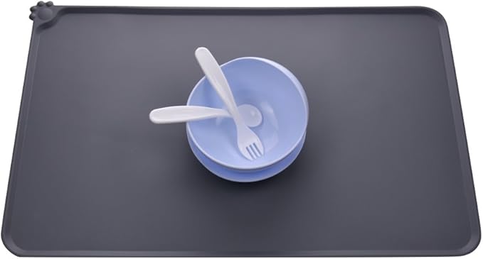 Guardians Silicone Dog Cat Bowl Mat, Non Slip Pet Feeding Mat, Waterproof, Grey, 18.5"x11.8"