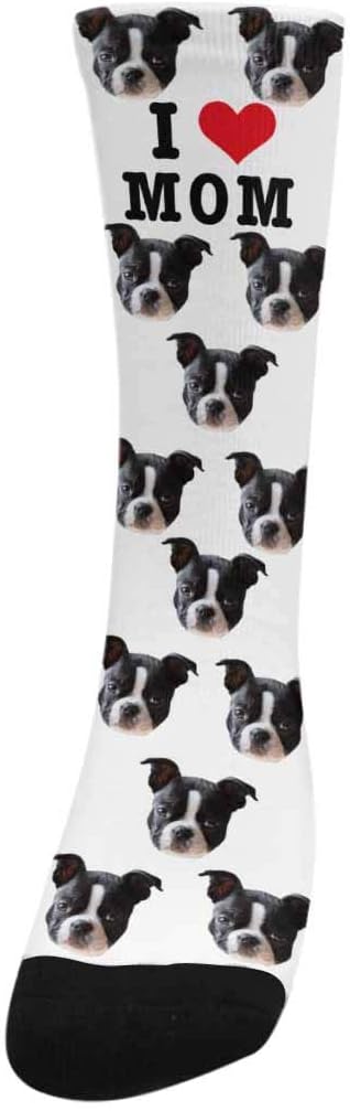 Custom Face Socks, Personalized Dog Lover Pet Photo Picture on Socks Unisex Athletic Crew Socks for Men Women