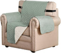 H.VERSAILTEX Reversible Chair Cover Furniture Protector Anti-Slip Couch Cover Water Resistant 2" Elastic Straps Chair Slipcover Pets Fit Sitting Width Up to 21" (Chair:75" x 65", Desert Sage/Beige)