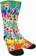 Custom Face Socks, Personalized Dog Lover Pet Photo Picture on Socks Unisex Athletic Crew Socks for Men Women