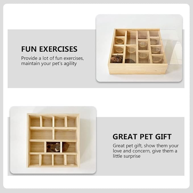 balacoo Hamster Toy Hamster Accessory Multi-Grid Mouse Maze Household Mouse Maze Chinchilla Maze Multi-Grid Maze Toy Pet Accessory Household Hamster Maze Hamster Maze Toy Wooden Mouse Maze