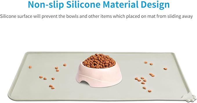 AUDWUD Silicone Waterproof Dog Cat Pet Feeding Mats,Anti-Slip Pet Bowl Mats,Pet Feeding Mat