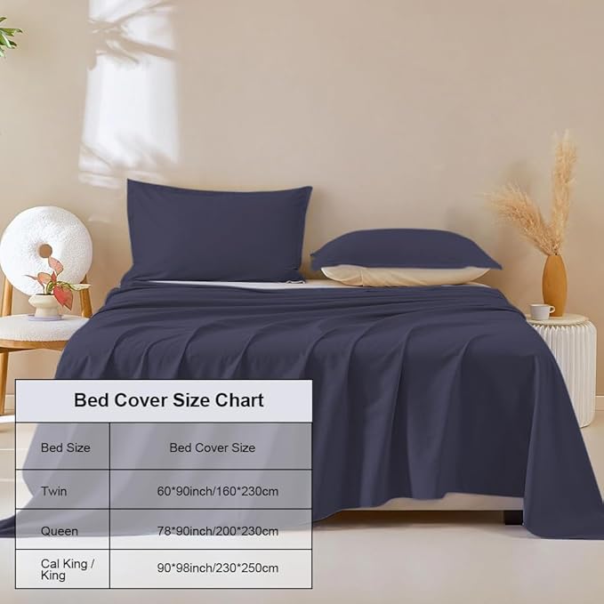 DUJUIKE Waterproof Bed Cover for Dog and Cats,Pet Hair Resistant Bed Sheet Cover, Protective Bed Liner Cover with 100% Waterproof Breathable Thin Fabric (Queen 78 * 90 inch, Navy Blue)
