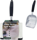 Heavy Duty Cat Litter Scoop with Holder, Stainless Steel Kitty Litter Scooper Caddy for Litter Box, Aluminum Speed Sifter Captures All Clumps