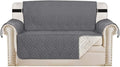 H.VERSAILTEX Reversible Loveseat Cover Furniture Protector Anti-Slip Water Resistant 2" Elastic Straps Couch Covers Pets Kids Fit Sitting Width Up to 54"(Oversized Loveseat: 75" x 98", Gray/Beige)