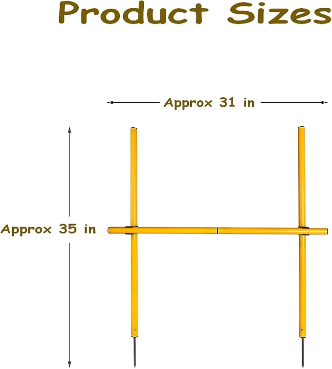 TNZMART 2.6 FT Dog Agility Obstacle Course Backyard Set Wave Poles and Adjustble Hurdles Training Exercise Equipment for Dogs (Pack of 3 Yellow)