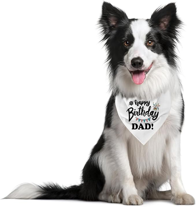 Happy Birthday Dad Dog Bandana, Dad's Gift Dog Bandana, Pet Scarf Accessories, Dogs Bandanas Gift for Small Medium (D61)