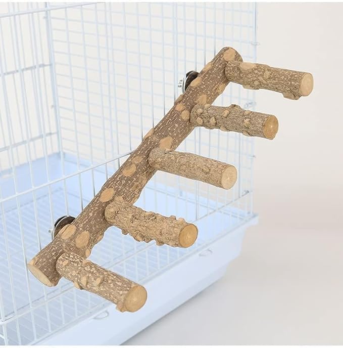 Natural Wood Bird perches Bird Ladder Perch Parrot Ladder Hamster Climbing Toys Nature Wood Stand Parrot Chew Toy for Small Animal