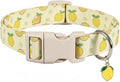 Dog Collar, Spring Summer Dog Collar with Yellow Lemon and Cute Charm, Pet Collar with Quick Release Buckle and Durable Fabric, Suitable for Small Dogs