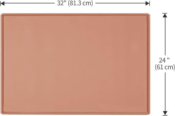 Dog Food Mat,Silicone Waterproof Food Tray,Non Slip Pet Bowl Mats Placemat,1" Raised Edge,Suitable for Most Small and Medium Sized Pets,32" x 24"