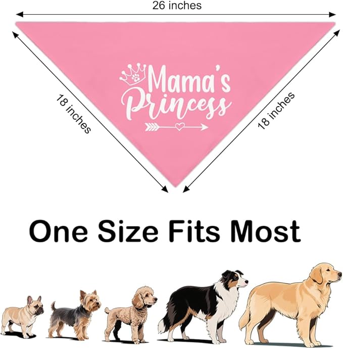 Mama's Princess Pink Dog Bandana, Cute Crown Pet Scarf Accessories for Dogs Girl, Funny Photo Prop Decor for Mother's Day Party, Christmas Birthday Gifts for Puppy Mom Dad Pet Owners