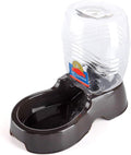 Flexzion Automatic Gravity Pet Waterer for Cat & Dog - Non-Skid & Easy-Clean Auto Replenish Water Dispenser Drinking Bowl (1/4 Gallon/ 900ml), Black