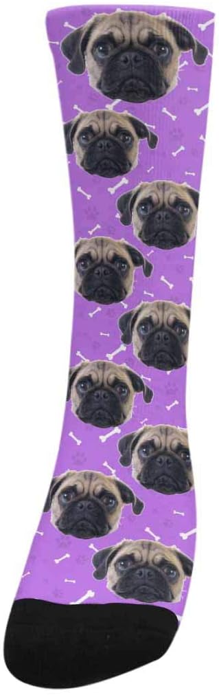 Custom Face Socks, Personalized Dog Lover Pet Photo Picture on Socks Unisex Athletic Crew Socks for Men Women