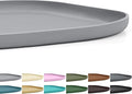 Small Silicone Pet Food Mat with Raised Edge for Food and Water Bowl, Square Dog Feeding Mats, Cat Food Trays for Floor Waterproof, Rubber Tray for Dogs and Cats, 12 x 12 x 0.7 Light Gray