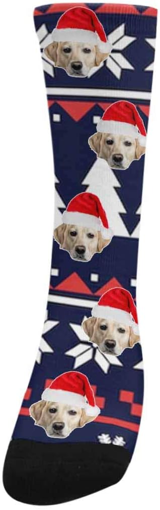 Custom Face Socks, Personalized Dog Lover Pet Photo Picture on Socks Unisex Athletic Crew Socks for Men Women