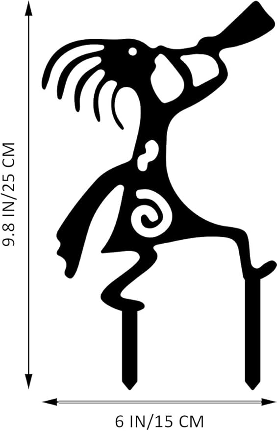 4 Piece Kokopelli Metal Garden Stakes - Native American-Inspired Southwestern Yard Art, Rustic Outdoor Decor for Lawn, Patio, Garden Pathway; Fade-Resistant Ornaments for Thanksgiving Day