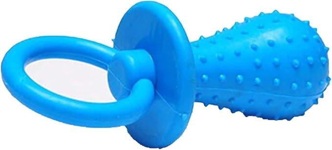 Dog Chew Toy, Blue Bell-Shaped Rubber Pacifier, Bite Resistant Training Toy for Puppies and Cats
